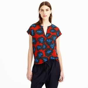 J. Crew firework floral top red blue cap sleeve 00